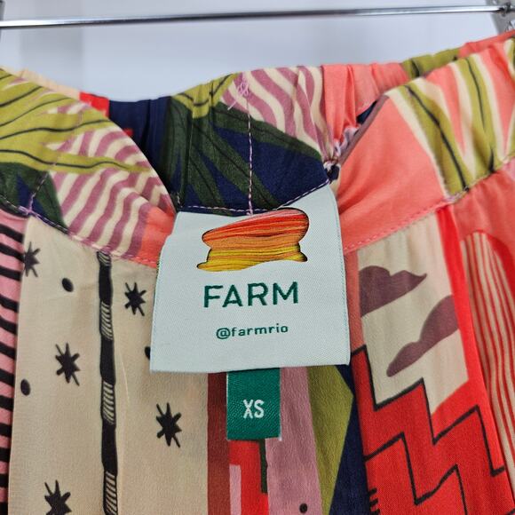 Farm Rio Mystic City Pajama Pants Multicolor Relaxed Fit Wide Leg Pull On Sz XS - Picture 6 of 8